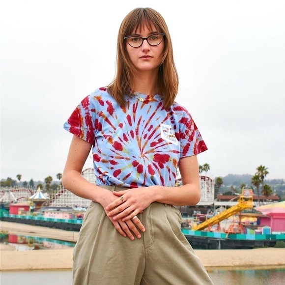BIG BUD PRESS 70s Graphic Logo Tie Dye Print Cotton Short Sleeve Tee Shirt XXS - Picture 1 of 6